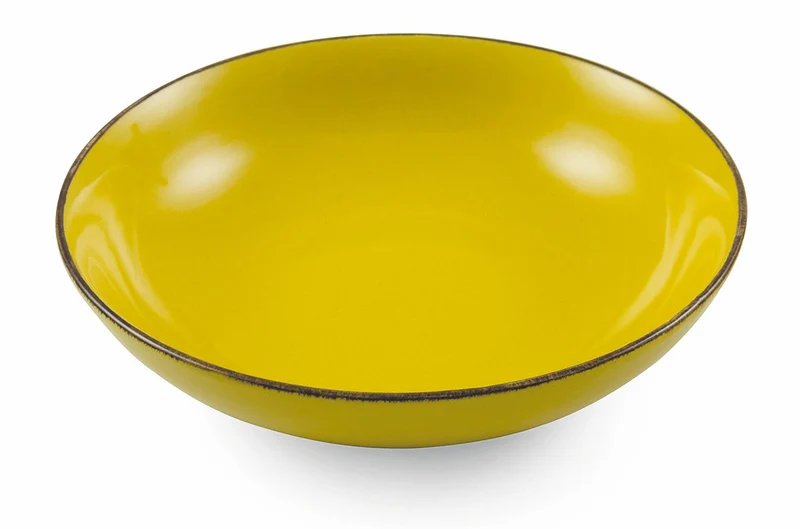 Set 6 Piatti Fondi Ø20,5x5 cm in Gres Villa d'Este Home Tivoli Baita Glazed Giallo