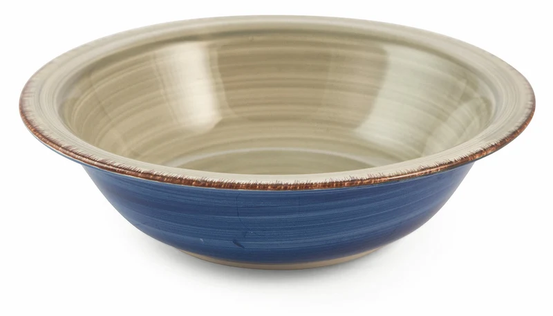 Set 6 Piatti Fondi Ø21,5x5,5 cm in Gres Villa d'Este Home Tivoli Baita Grigio e Blu
