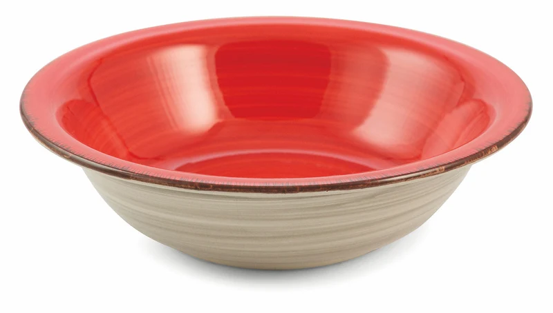 Set 6 Piatti Fondi Ø21,5x5,5 cm in Gres Villa d'Este Home Tivoli Baita Rosso e Grigio