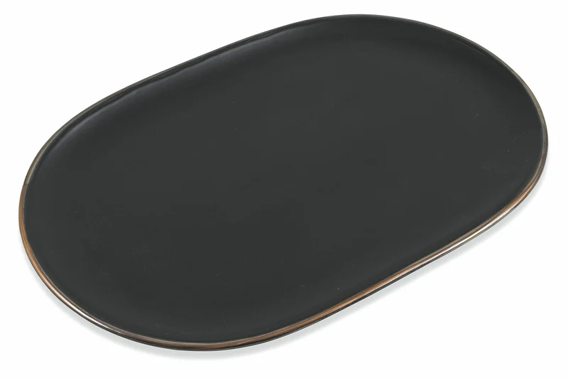 Piatto da Portata Ovale 39x26,5x2 cm in Stoneware Villa d'Este Home Tivoli Cala Dorata Nero