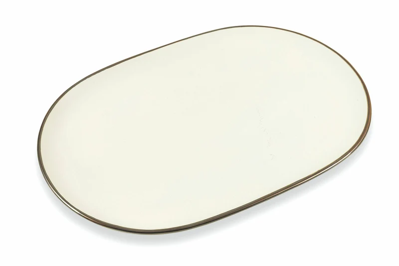 Piatto da Portata Ovale 39x26,5x2 cm in Stoneware Villa d'Este Home Tivoli Cala Dorata Bianco