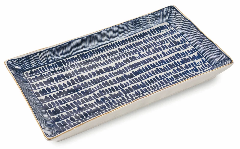 Piatto Rettangolare Grande in Gres Villa d'Este Home Tivoli Masai Blu