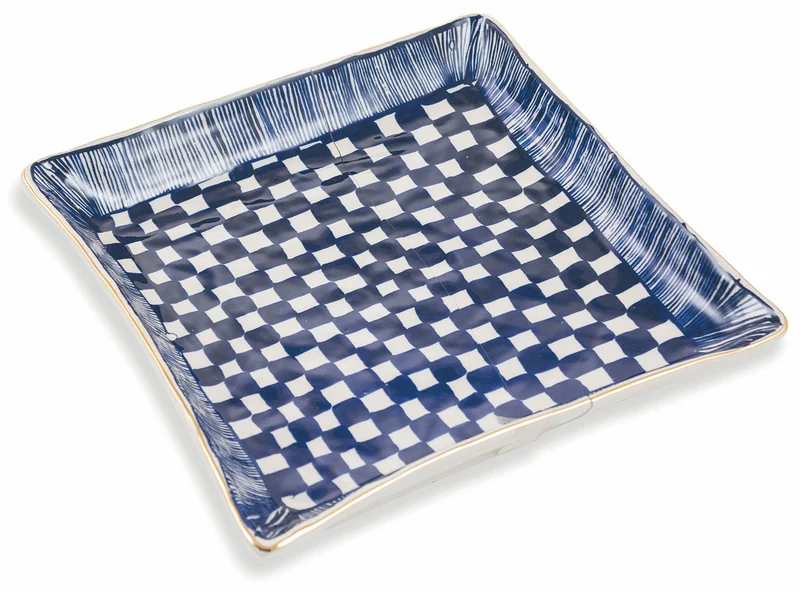 Piatto Quadrato Grande in Gres Villa d'Este Home Tivoli Masai Blu