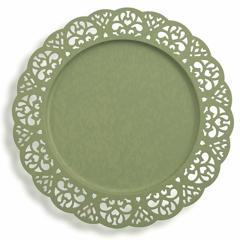 Set 6 Sottopiatti in Metallo Traforato Ø 32cm Villa d'Este Colors Verde Oliva