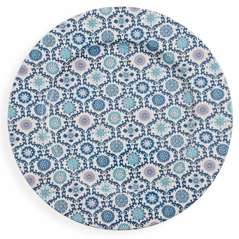 Set 6 Sottopiatti in Latta Ø 33cm Villa d'Este Romantica Blu