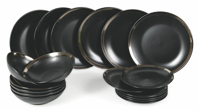 Servizio Piatti 18 Pezzi in Gres Villa d'Este Home Tivoli Naima Nero / Bronzo