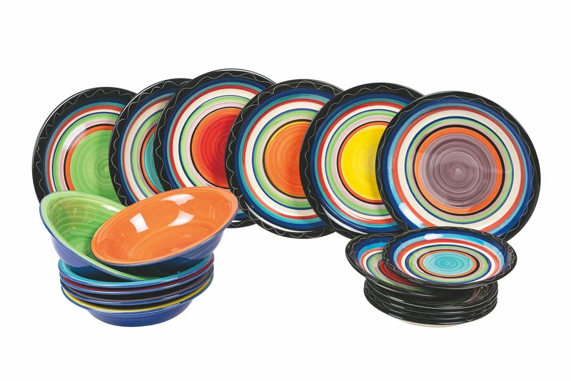 Servizio Piatti 18 Pezzi in Stoneware Villa d'Este Home Tivoli Cancun Multicolor