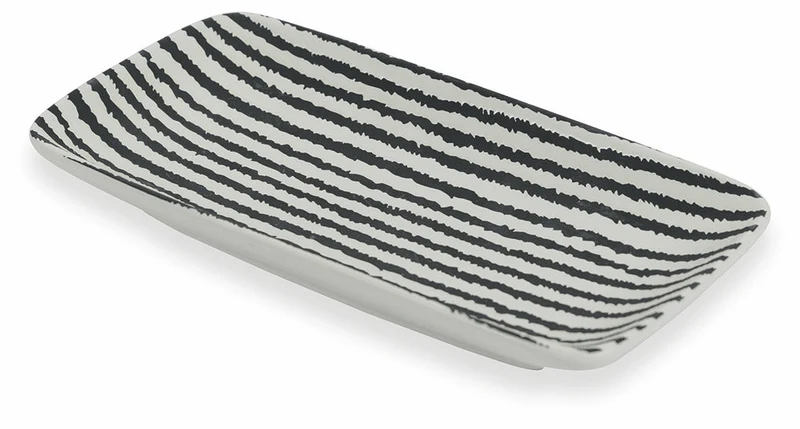 Set 6 Piattini Sushi 23,5x12,5x3 cm in Porcellana Villa d'Este Home Tivoli Timbuktu Stripes
