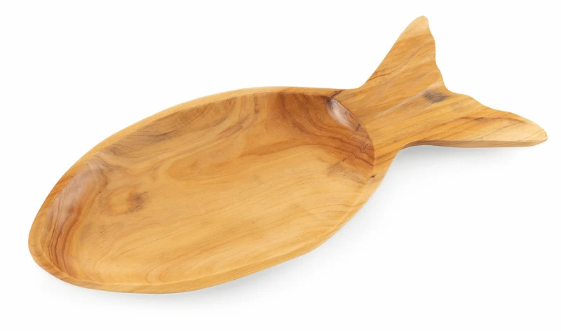 Piatto Decorativo 48x20x3 cm in Legno Villa d'Este Home Tivoli Pesce