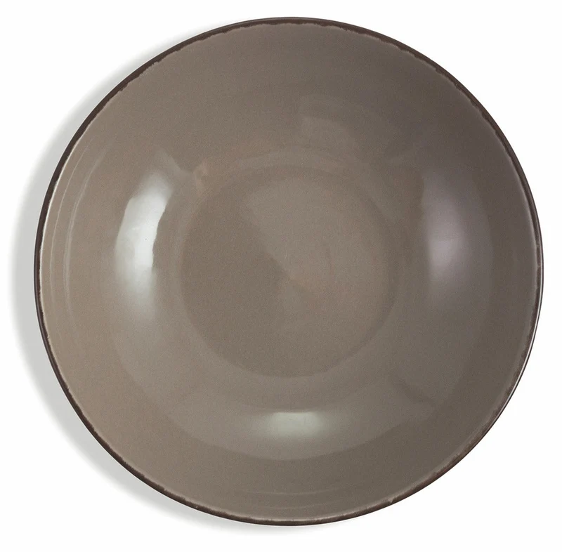Set 6 Piatti Fondi Ø20x5 cm in Gres Villa d'Este Home Tivoli Canapa Marrone