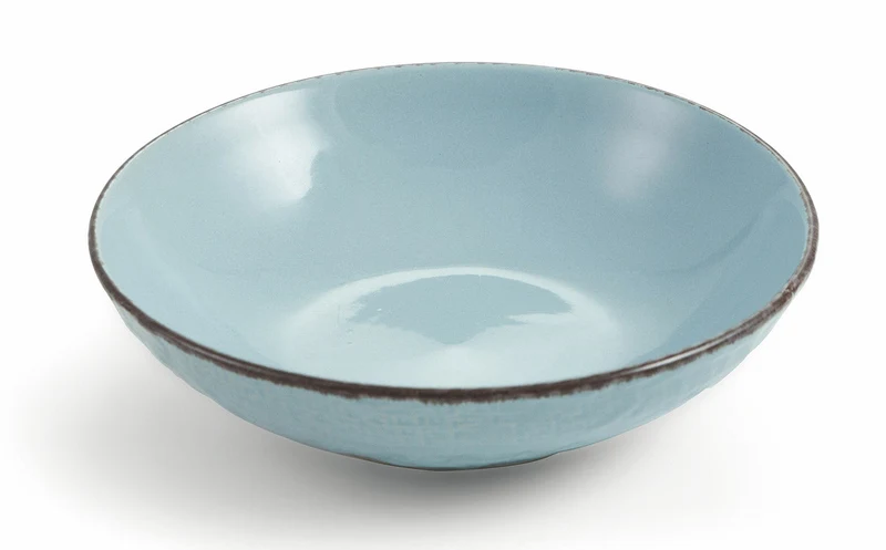 Set 6 Piatti Fondi Ø20x5 cm in Gres Villa d'Este Home Tivoli Canapa Azzurri