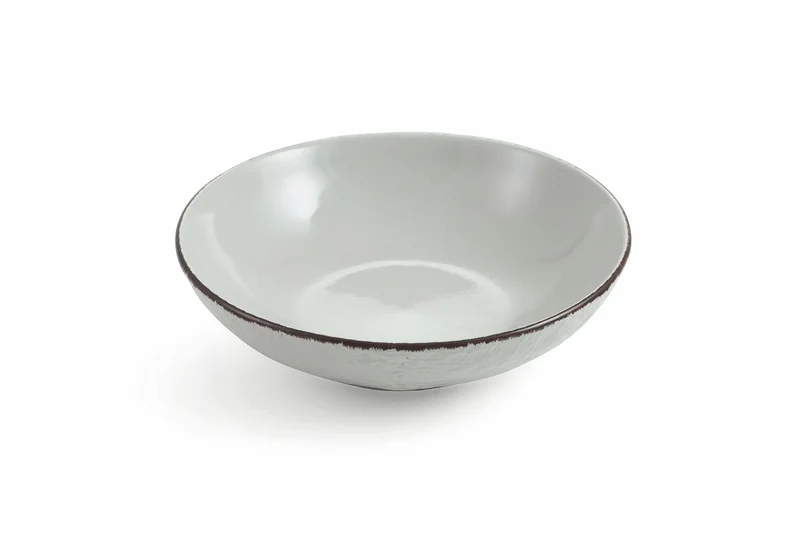 Set 6 Piatti Fondi Ø20x5 cm in Gres Villa d'Este Home Tivoli Canapa Grigio Chiaro