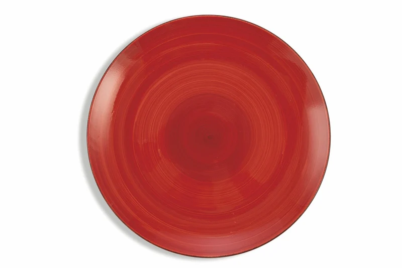Set 6 Piatti Piani Ø27x3,5 cm in Gres Villa d'Este Home Tivoli Baita 2 Rosso e Grigio