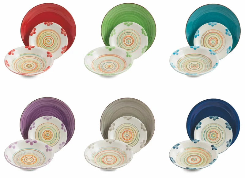 Servizio Piatti 18 Pezzi in Gres Villa d'Este Home Tivoli Baita Fiorito Multicolor