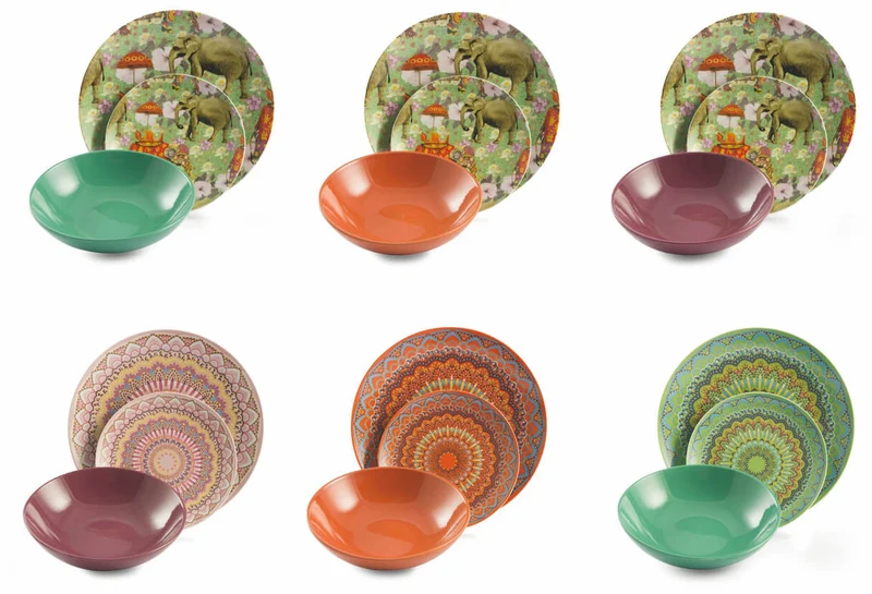 Servizio Piatti 18 Pezzi in Porcellana e Gres Villa d'Este Home Tivoli Maraja Multicolor