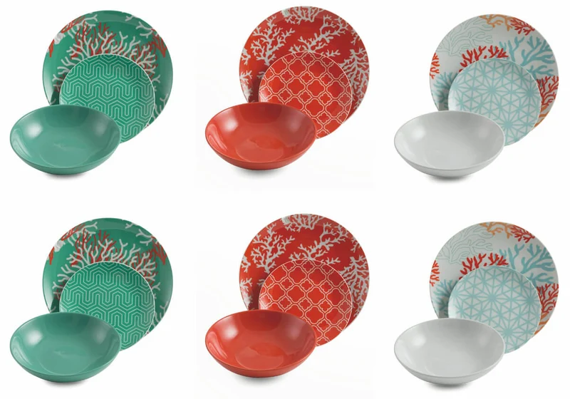 Servizio Piatti 18 Pezzi in Porcellana e Gres Villa d'Este Home Tivoli Reef Multicolor