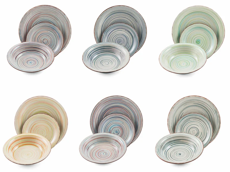 Servizio Piatti 18 Pezzi in Stoneware Soriani Sand Multicolor