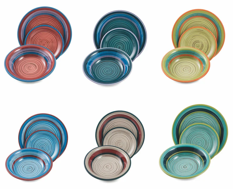 Servizio Piatti 18 Pezzi in Stoneware Soriani Minorca Multicolor