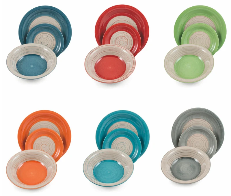 Servizio Piatti 18 Pezzi in Stoneware Soriani California Multicolor