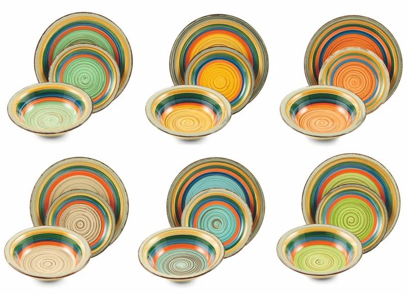 Servizio Piatti 18 Pezzi in Stoneware Soriani Mambo Multicolor