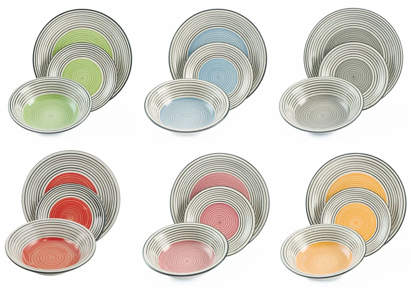 Servizio Piatti 18 Pezzi in Stoneware Soriani Louge Multicolor