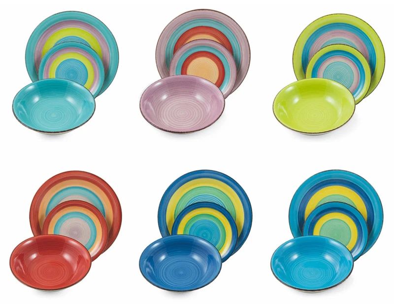 Servizio Piatti 18 Pezzi in Hard Dolomite Soriani Panarea Multicolor