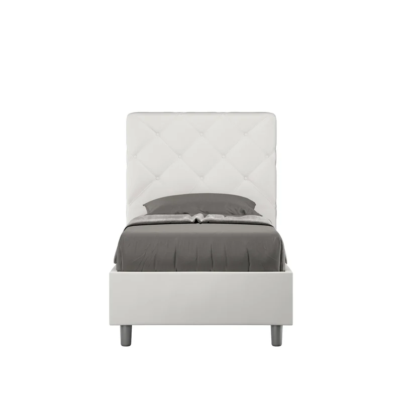 Itamoby Letto Singolo 80x210 Priya in Similpelle con Contenitore - L.95xP.230 H.122 cm, Made in Italy