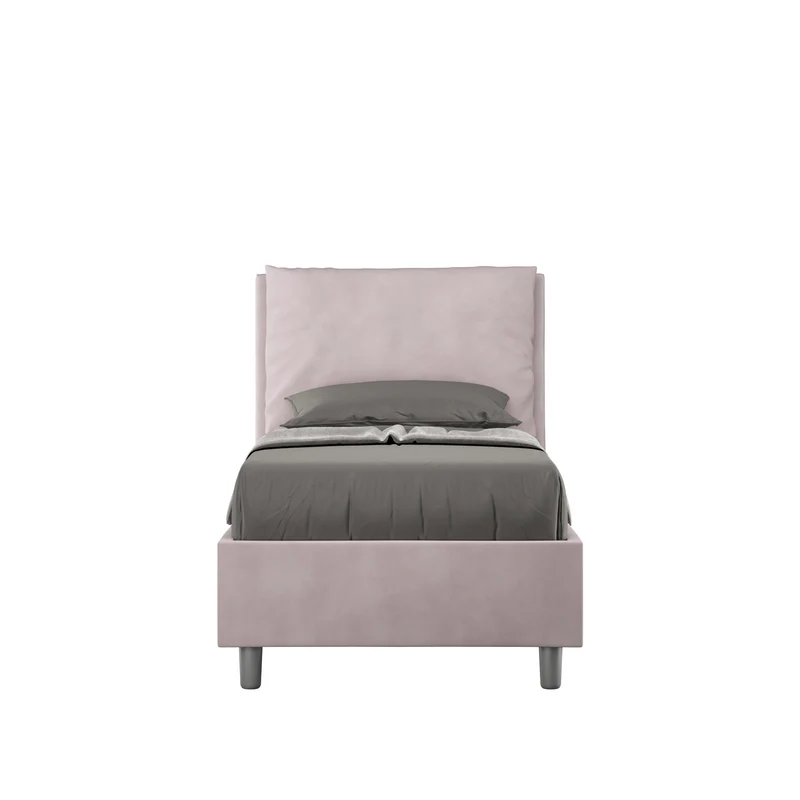 Itamoby Letto singolo imbottito 80x210 microfibra Antea senza rete, con rete e contenitore