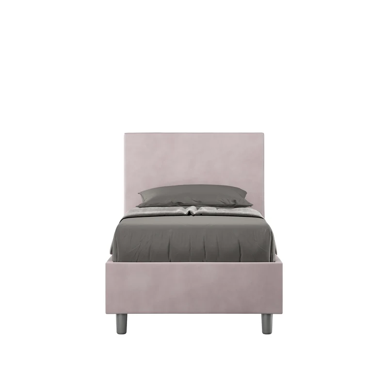 Itamoby Letto singolo imbottito 80x200 microfibra Adele senza rete, con rete e contenitore