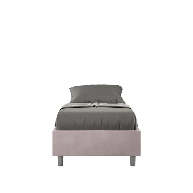 Itamoby Letto singolo imbottito 80x190 microfibra Azelia senza rete, con rete e contenitore