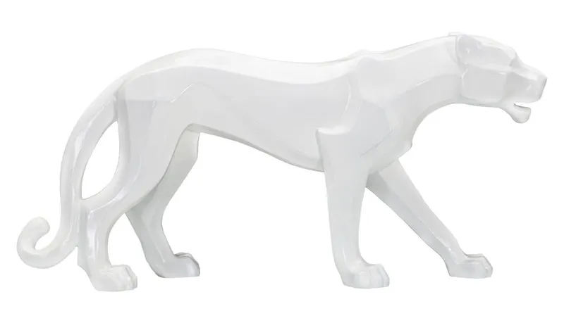 Statua Elegante Pantera Bianca 70x18x32,5 cm
