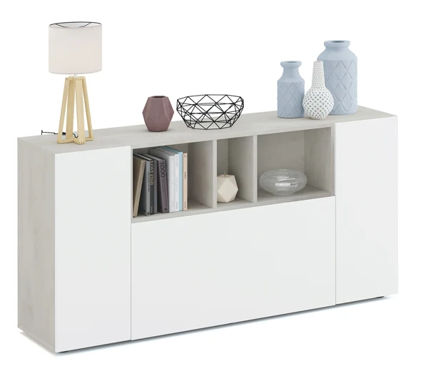 Mobile credenza loira cemento bianco artik 3 ante cm.150x41x76h
