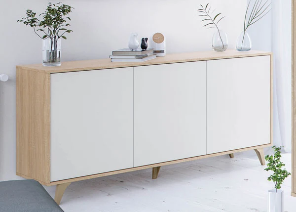 Credenza 154x40x75h 3ante rovere canadian bianco