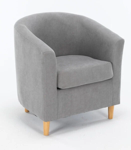 Poltroncina maja in tessuto grigio chiaro 70x63x68h