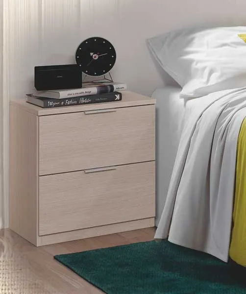Comodino 2 cassetti 38x34x45h rovere