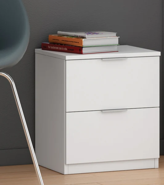 Comodino 2 cassetti 38x34x45h bianco