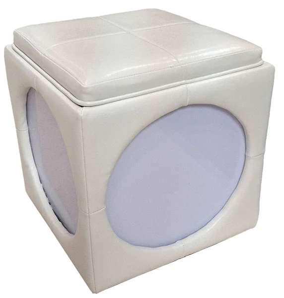 Happy pouf luminoso in ecopelle cm. 40x40x44h crema