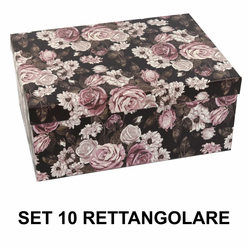 Set 10 Scatole cartone rose nero rettangolare