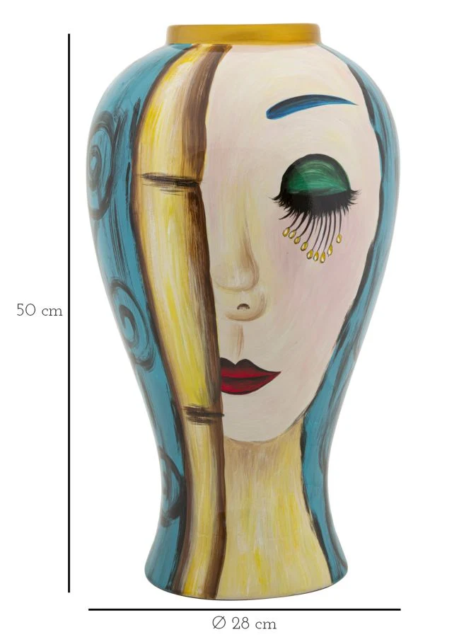 Vaso Artistico in Ceramica con Volto Cubista cm Ø 28x50