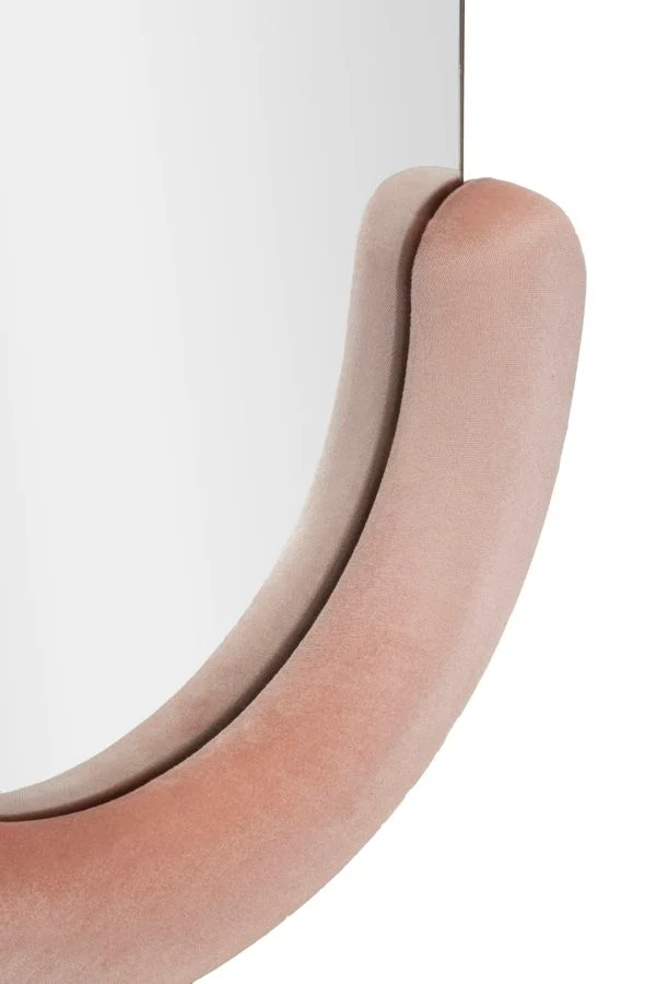 Specchio da parete Chantal in velluto rosa cm 60x7x160