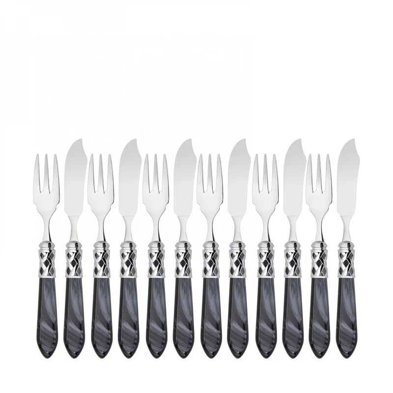 BUGATTI Aladdin Set Posate Pesce 12 Pezzi Ghiera Cromata