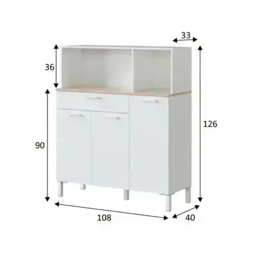 Armadio Cucina a 3 Ante in Bianco Canadian - Funzionalità e Stile Nordico