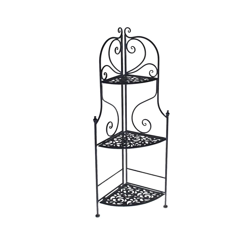 Scaffale per Piante in Metallo 3 Piani 48x33H120cm Jessica Nero