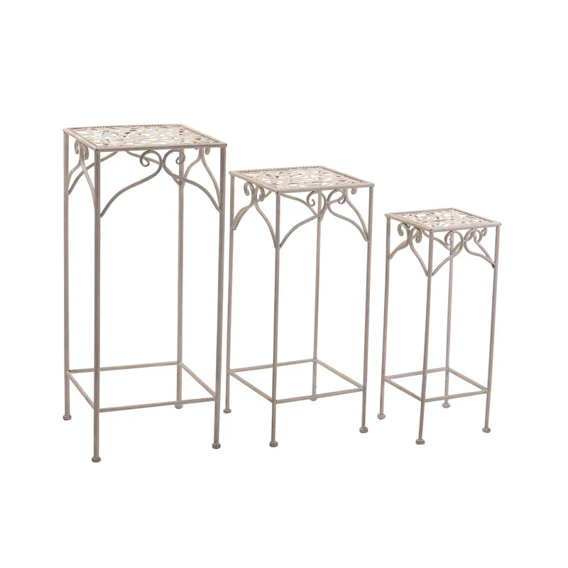 Set 3 Portapiante in Metallo 30x30H73cm Jessica Bianche