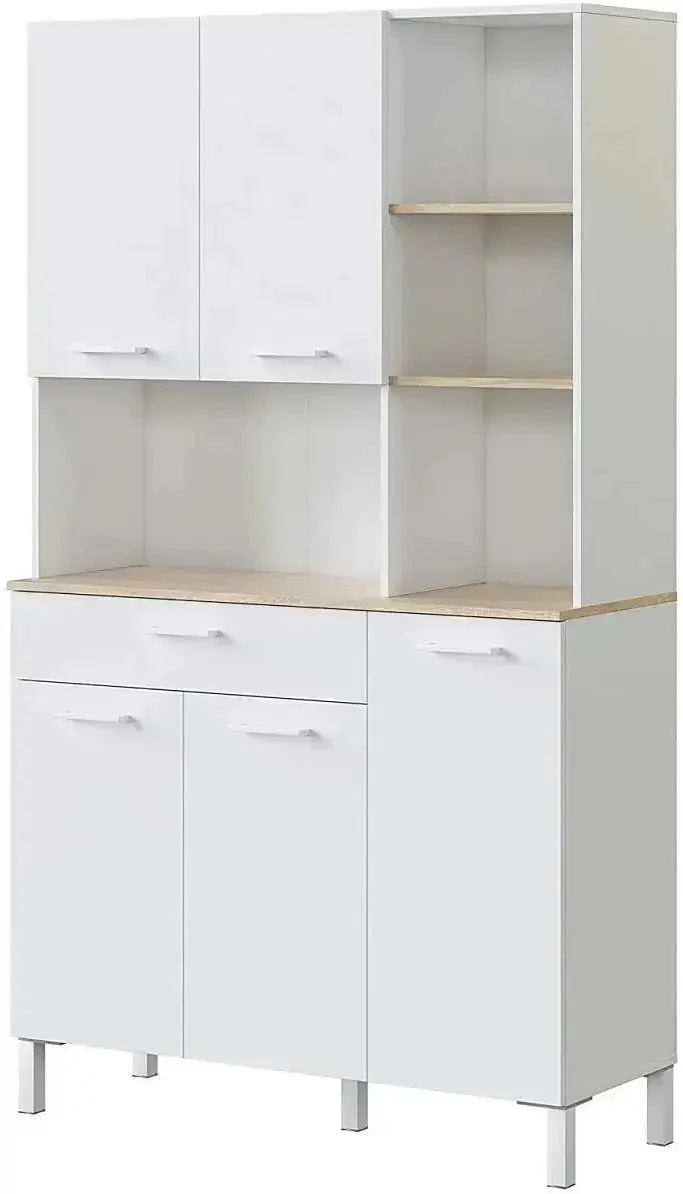 Armadio da cucina bianco artik/canadian con 5 ante, 1 cassetto e 3 ripiani