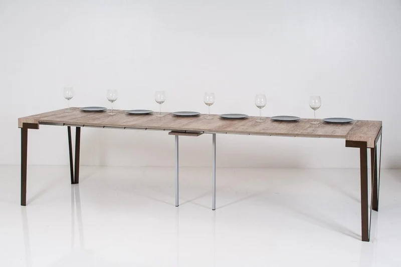 Consolle Allungabile in Legno e Ferro H77x40x90/300cm Itamoby Rio Rovere Argento Classica