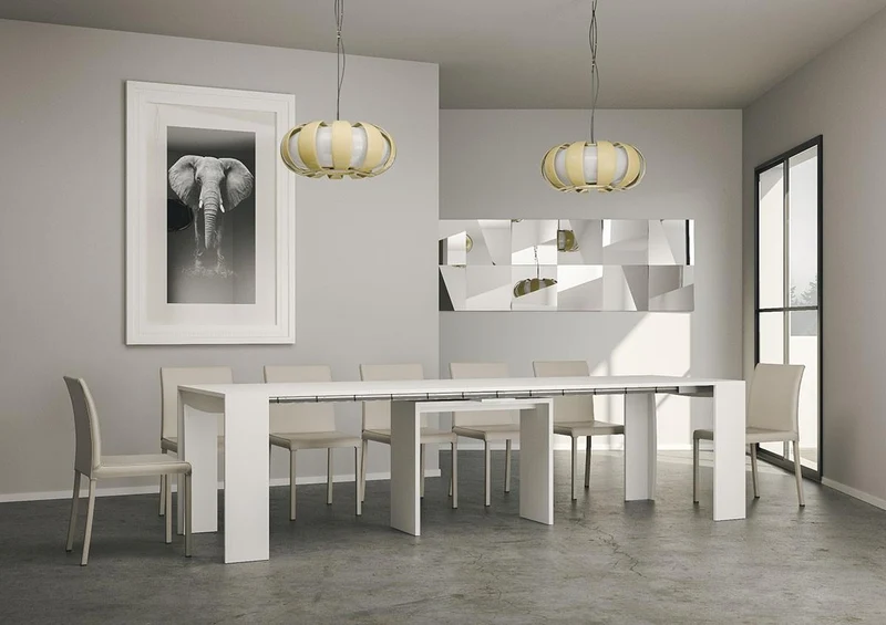 Consolle Allungabile in Legno H78x42x90/302cm Itamoby Pulcinella Bianco Opaco Classica