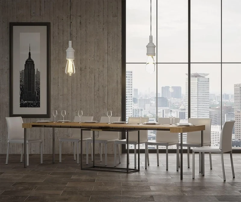 Consolle Allungabile in Legno e Ferro H77x40x90/300cm Itamoby Nordica Quercia Classica