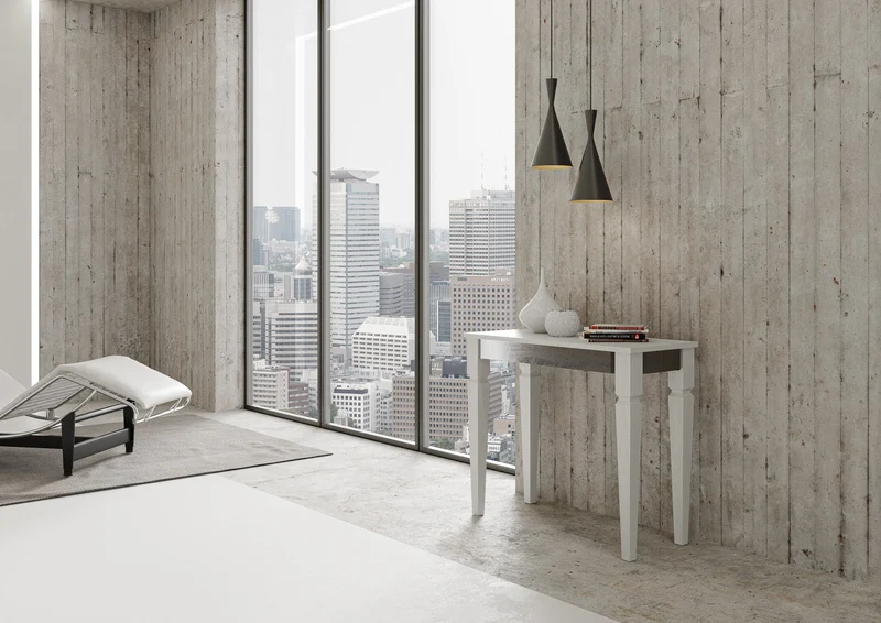 Consolle Allungabile 90-300x40x77 cm in Nobilitato Bianco