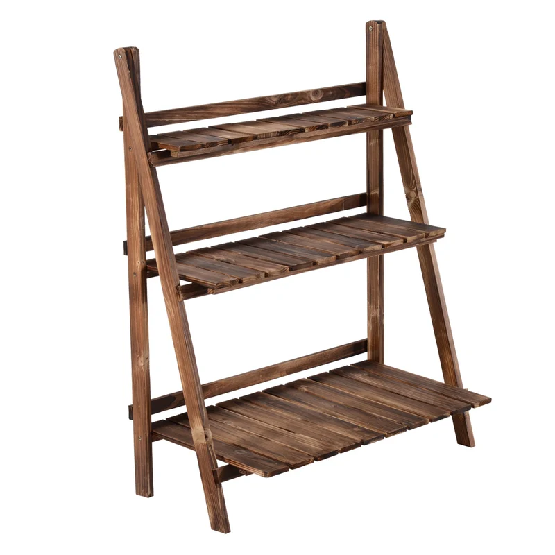 Scaffale Portapiante Pieghevole da Giardino 80x37x93 cm in Legno di Abete